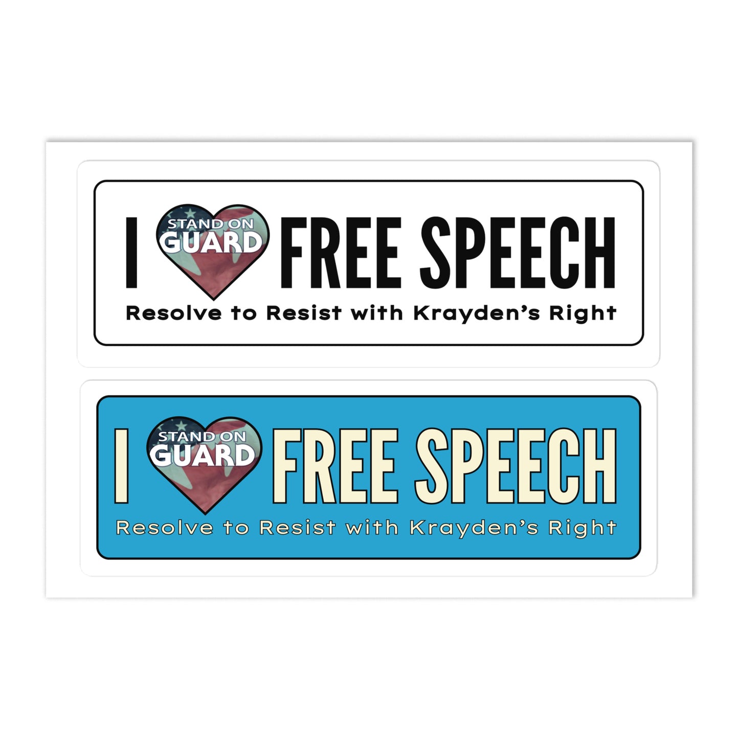 8. Trigger Stickers -- I LOVE Free Speech Bumper Stickers  (Stand on Guard)