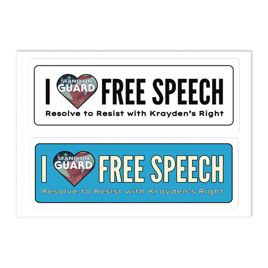 8. Trigger Stickers -- I LOVE Free Speech Bumper Stickers  (Stand on Guard)