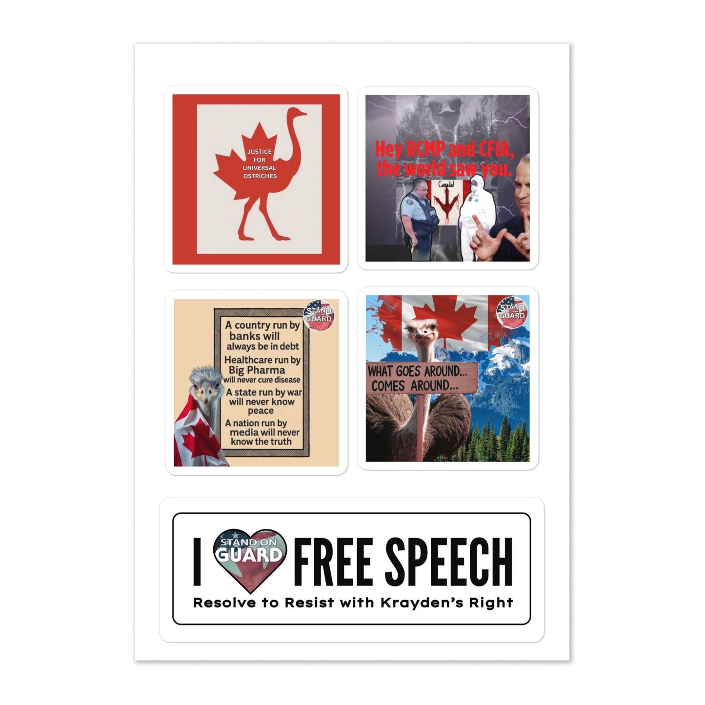 15. Trigger Stickers --Justice for Universal Ostriches Tribute Sticker Page (Stand on Guard)