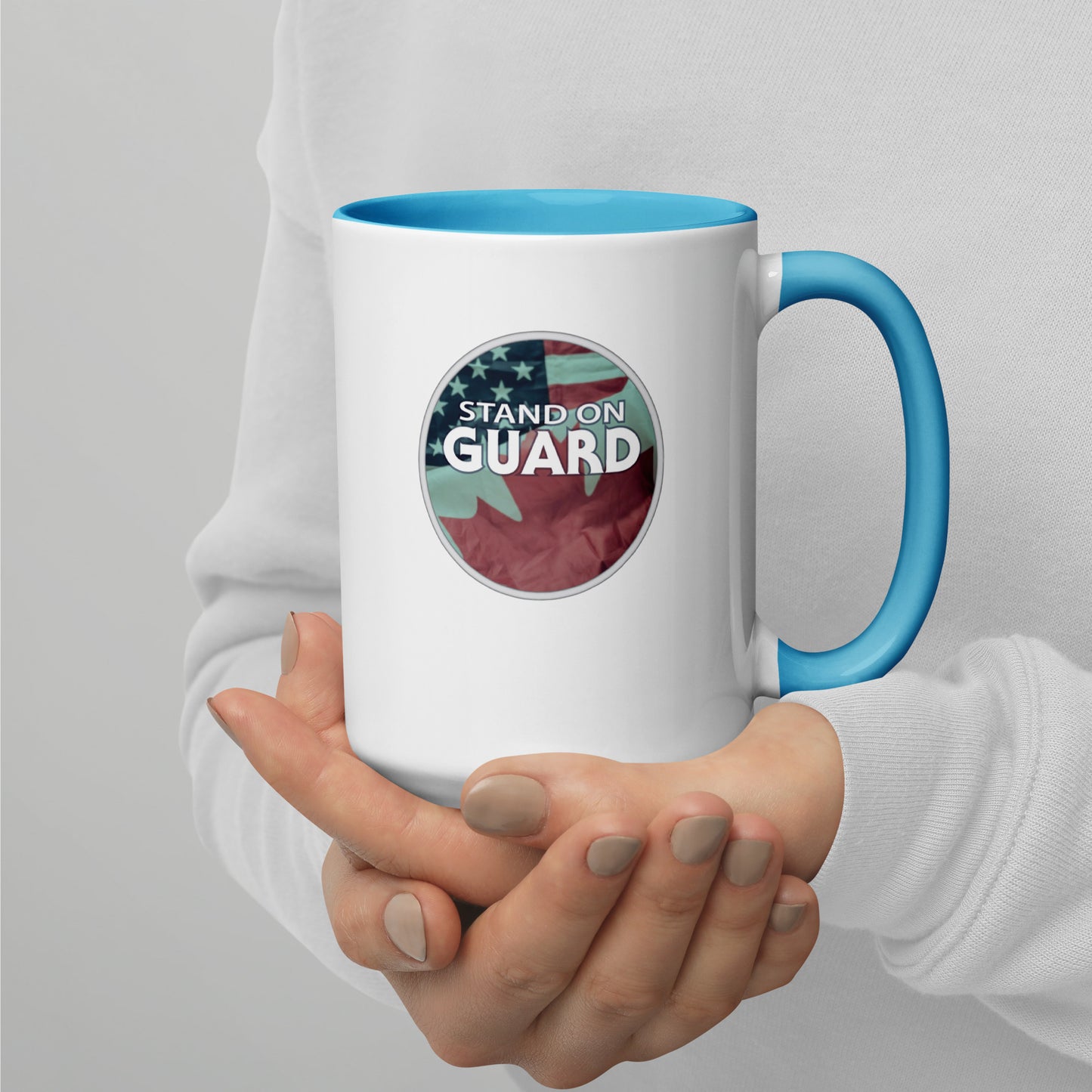 Stand on Guard Mug with Blue Color Inside  (2 Choices: 11oz & 15oz)